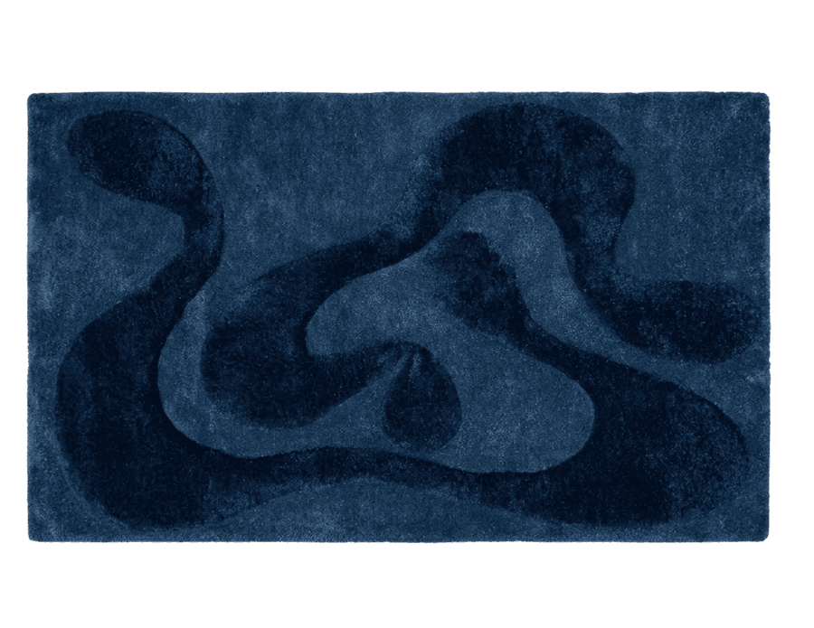 Navy blue Liquid Rug in the marbled organic-shape design